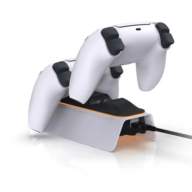 Двойная зарядная dock станция DOBE подставка для двух геймпадов DualSense консоли Sony PlayStation 5 (PS5 / PS5 Digital Edition) c LED подсветкой статуса зарядки контроллера, джойстика