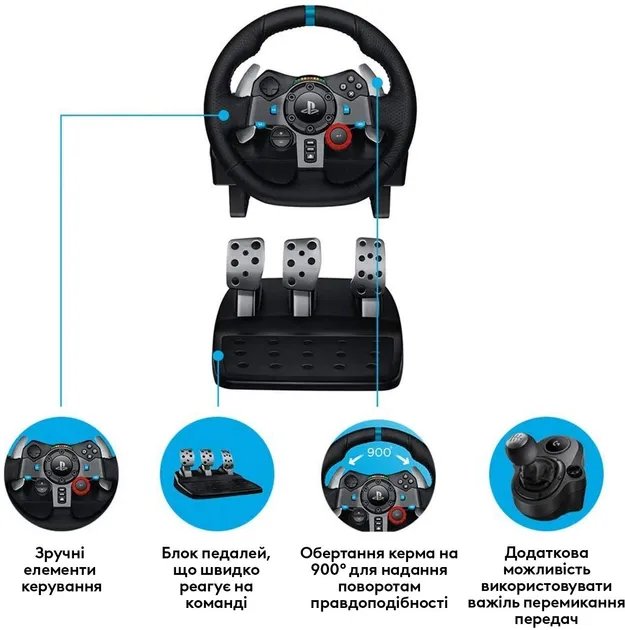Проводной руль Logitech G29 Driving Force PC/PS3/PS4/PS5 Black (941-000112)