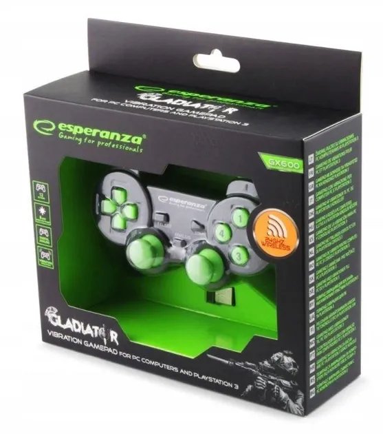 Беспроводной геймпад Esperanza Gladiator PC/PS3 Black/Green (EGG108G)