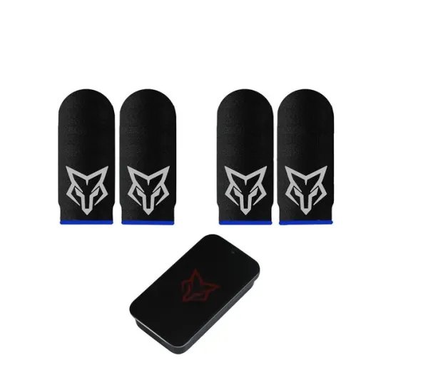 Ігрові напальчники для сенсорного екрану телефона Sarafox Wasp Feelers v6 2 пари (4шт) з синім манжетом + бокс PUBG Mobile Call Of Duty 2 StandOFF