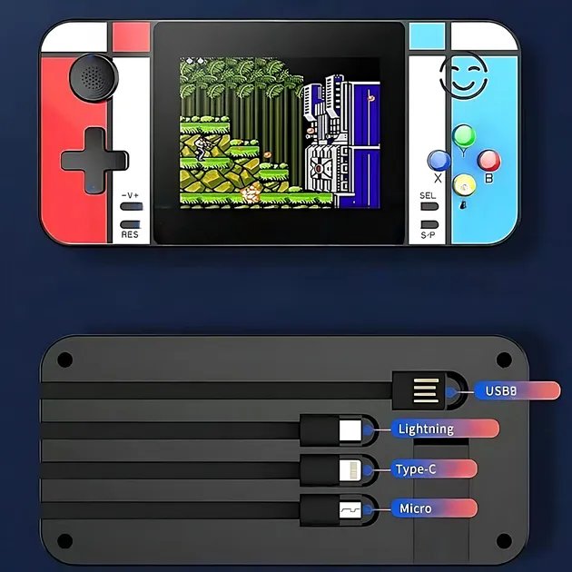 Игровая приставка 500в1, Power Bank D41, повербанк с 4 кабелями, 8000mAh (black)