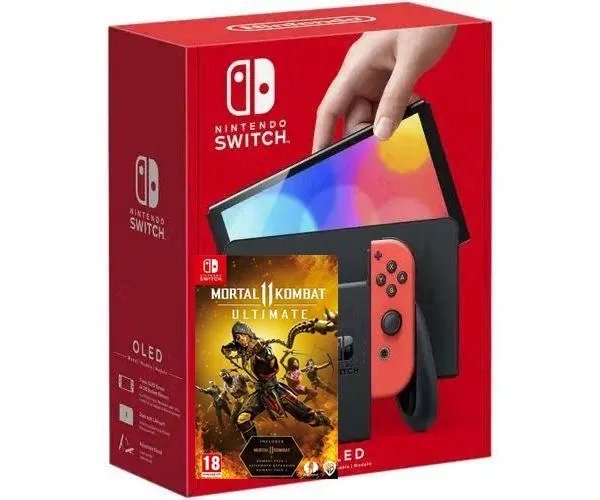Nintendo Switch (OLED model) Neon Blue-Red + Игра Mortal Kombat 11 Ultimate Edition (русская версия)