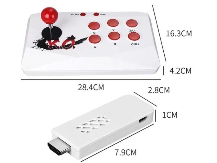 Игровая консоль Без бренда с двумя джойстиками 16 бит 2,4G HDMI 2000 игр Белый (1009-647-00)