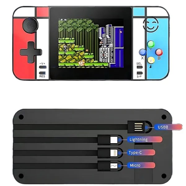 УМБ, повербанк с 4 кабелями и играми 500в1, Power Bank D41 + игровая приставка, 8000mAh (black)