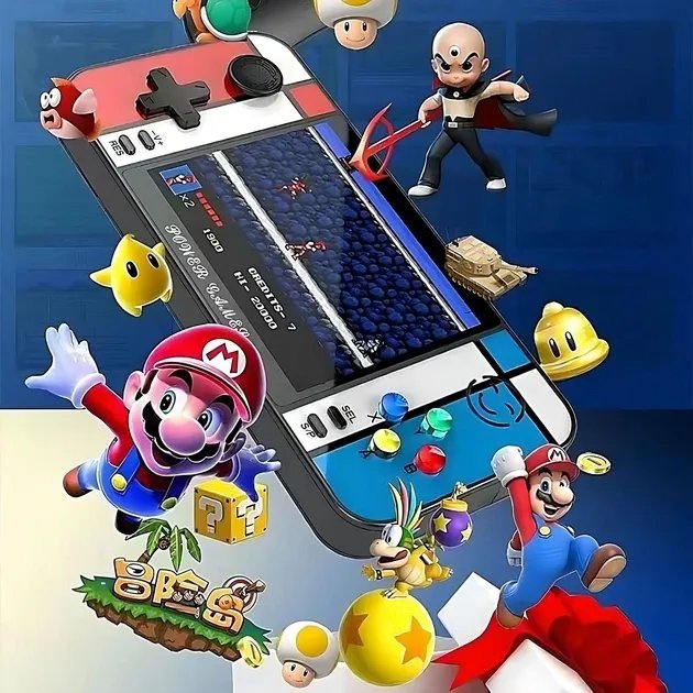 УМБ, повербанк с 4 кабелями и играми 500в1, Power Bank D41 + игровая приставка, 8000mAh (black)