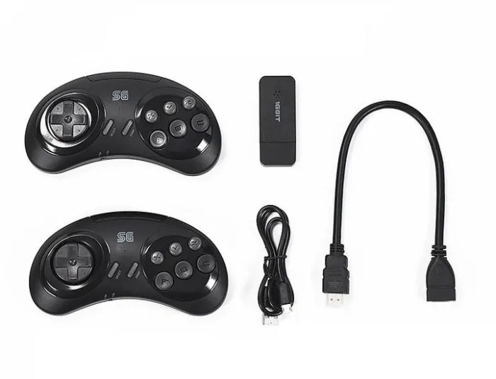 Игровая консоль приставка беспроводная портативная SEGA Y2 SG Bluetooth на 900 игр 2 джойстика (474504-Prob) Черная