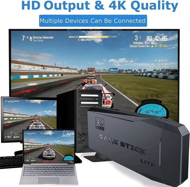 Портативная игровая консоль Game stick M8-4K HD ретро приставка 2.4G Wireless 2 джойстика беспроводных/Более 10000 встроенных игр/ 64gb/ GBA