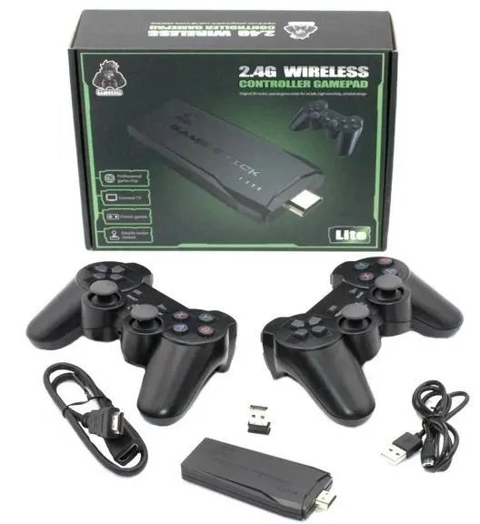 Портативная игровая консоль Game stick M8-4K HD ретро приставка 2.4G Wireless 2 джойстика беспроводных/Более 10000 встроенных игр/ 64gb/ GBA