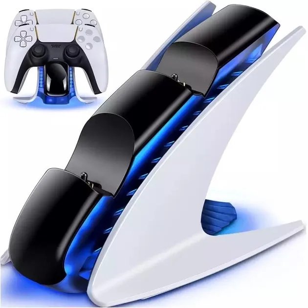 Зарядка для джойстика PS 5 Dobe Док Станция для PlayStation 5 PS 5 DualSense на 2 геймпада с LED подсветкой P5V Серый