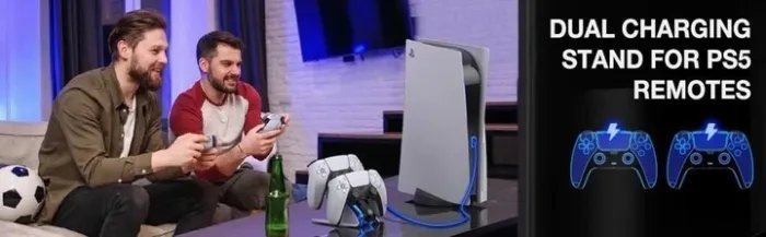 Зарядка для джойстика PS 5 Dobe Док Станция для PlayStation 5 PS 5 DualSense на 2 геймпада с LED подсветкой P5V Серый