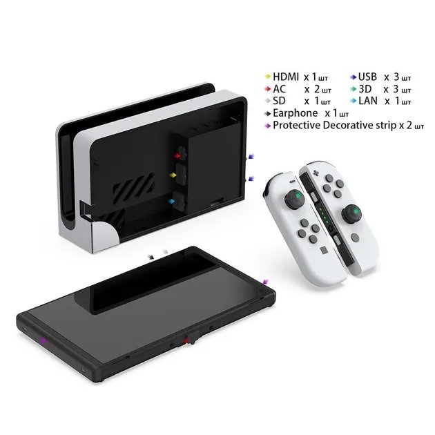 Пылезащитный комплект, накладки на стики DOBE для игровой консоли Nintendo Switch OLED / док станции NS / Joy-Con