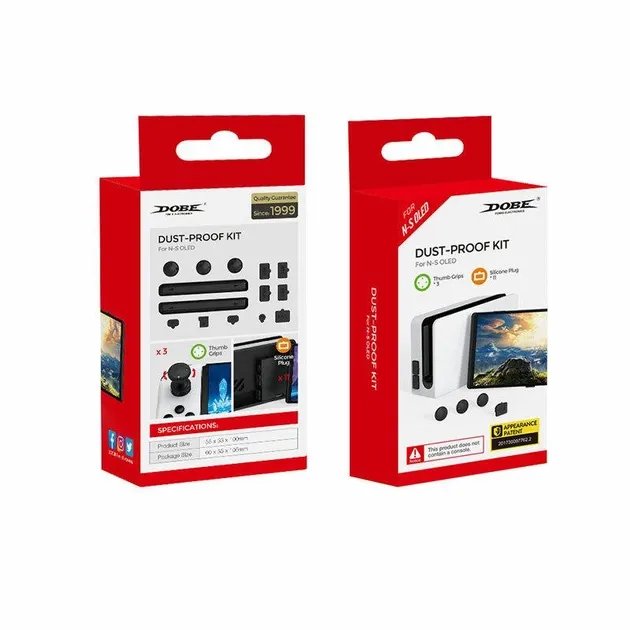 Пылезащитный комплект, накладки на стики DOBE для игровой консоли Nintendo Switch OLED / док станции NS / Joy-Con