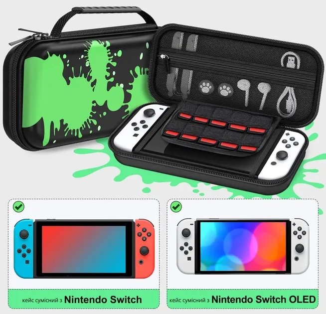Захисний кейс-чохол BEBONCOOL для ігрової консолі Nintendo Switch / Nintendo Switch OLED, жорсткий футляр для перенесення NS приставки, Joy-Con, слоти для ігрових картриджів