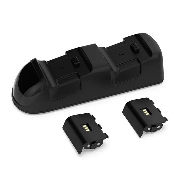 Двойная зарядная dock станция DOBE с двумя аккумуляторными батареями 1200 mAh подставка для геймпадов Microsoft Wireless Controller Xbox Series X|Xbox Series S, Xbox One X/S c LED индикаторами статуса зарядки джойстика