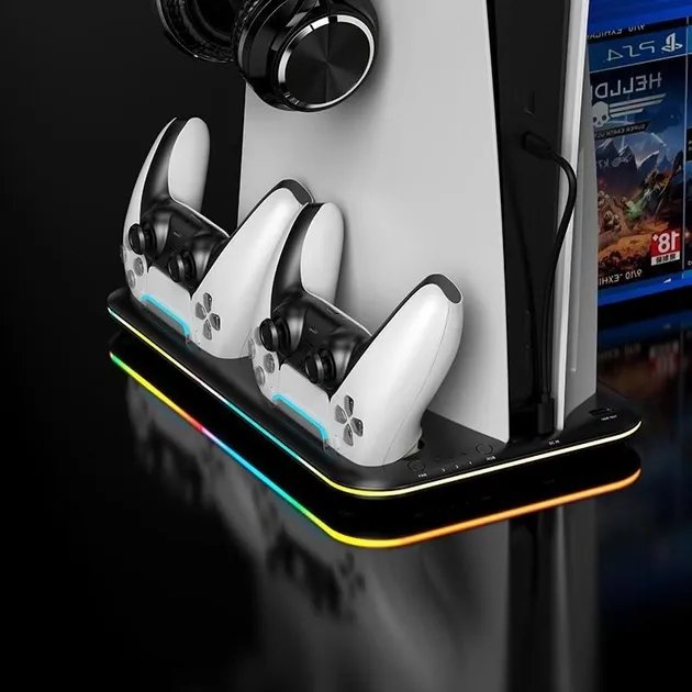 Мультифункциональная вертикальная док-станция с охлаждением и RGB подсветкой для PlayStation 5 PS VR2 Черный
