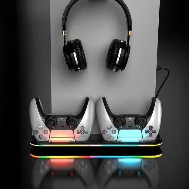 Мультифункциональная вертикальная док-станция с охлаждением и RGB подсветкой для PlayStation 5 PS VR2 Черный