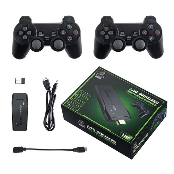Игровая приставка M8 64gb Mini Game Stick 4K HDMI + 2 беспроводных джойстика, консоль для телевизора