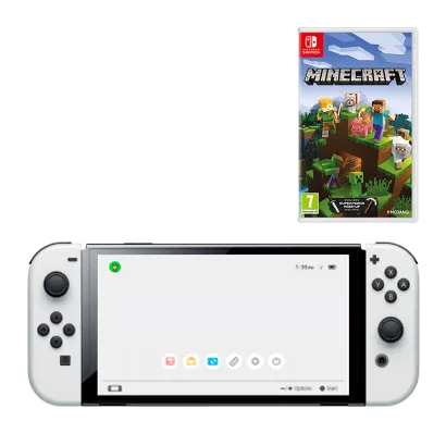 Набор Консоль Nintendo Switch OLED Model HEG-001 64GB (045496453435) White + Игра Minecraft Русская Озвучка