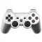 Игровой беспроводной геймпад Doubleshock PS3/PC аккумуляторный джойстик с функцией вибрации для PlayStation 3 Серебристый