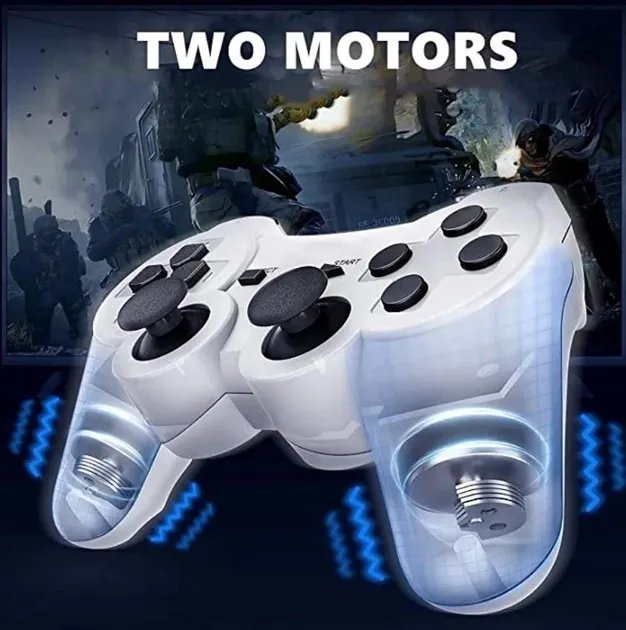 Игровой беспроводной геймпад Doubleshock PS3/PC аккумуляторный джойстик с функцией вибрации для PlayStation 3 Серебристый