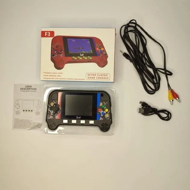 Портативная игровая консоль Sup Game Box Power 3,5 дюйма 16/8 Bit Ретро приставка 500 встроенных игр Черная