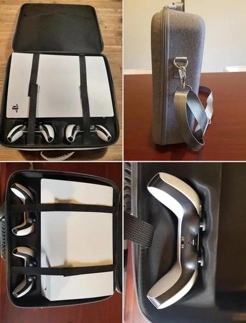 Ударопрочная, водонепроницаемая Сумка Кейс YouWin для переноски: консоли PS5 PlayStation 5, два геймпада, серая