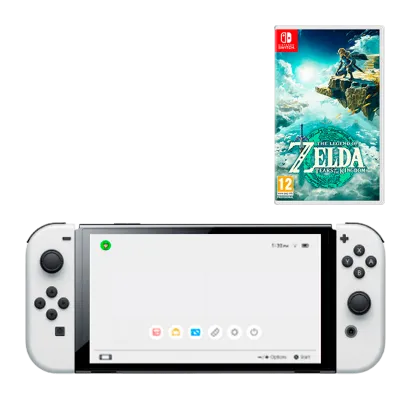 Набор Консоль Nintendo Switch OLED Model HEG-001 64GB (045496453435) White + Игра The Legend of Zelda: Tears of the Kingdom Русская Озвучка