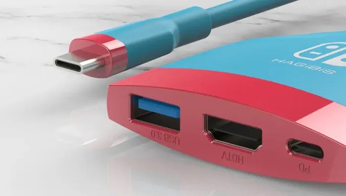 Адаптер Проводной Hagibis Switch USB-C Hub Red Blue