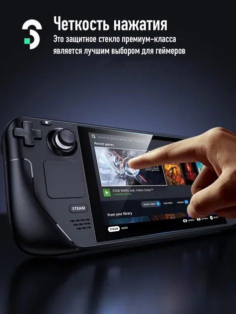 Защитное закаленное 9H стекло SOOMFON с направляющей рамкой для Steam Deck (3 стекла)