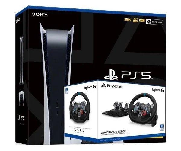 Sony PlayStation 5 White 825Gb Digital Edition + Руль и педали Logitech G29 Driving Force Racing Wheel