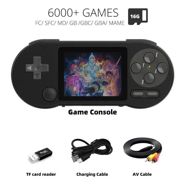 Портативная игровая приставка DATA FROG SF2000 6000 игр IPS 3" RAM 1GB 1500mAh Tupe-C Комплектация №1 / Черный