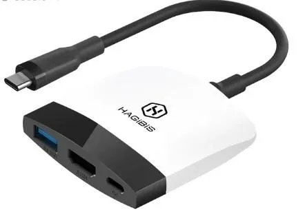 Адаптер переходник Type-C 3.1 - HDMI HAGIBIS USB Hub для ASUS ROG Ally White-Black