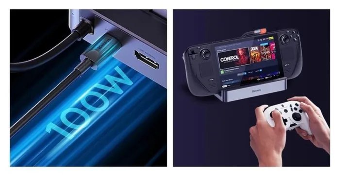 Док-станция Baseus 6в1 100W для Steam Deck|Macbook|iPad|Android (HDMI 4K/ Ethernet/ 3хUSB 3.0/ USB-C 100W)