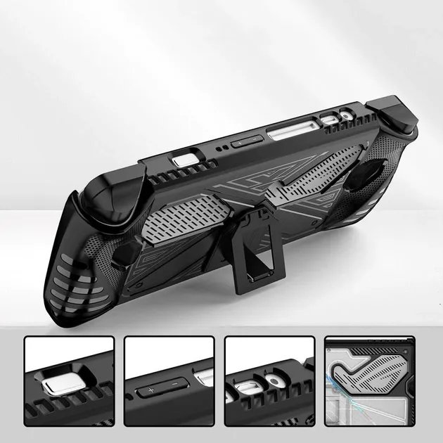 Защитный чехол бампер для Asus Rog Ally с подставкой из TPU черный