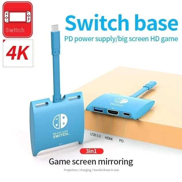 Адаптер 4K HDTV для Nintendo Switch/Macbook/Android/iPad/ПК (синий)
