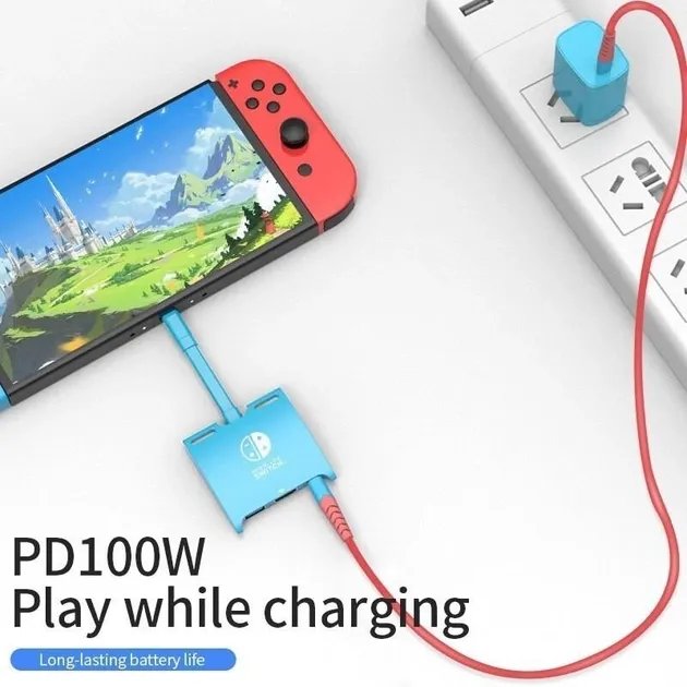 Адаптер 4K HDTV для Nintendo Switch/Macbook/Android/iPad/ПК (синий)