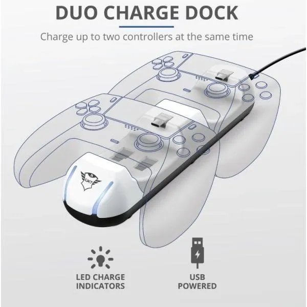 Sony PlayStation 5 White 825Gb Digital Edition + DualSense (White) + Зарядная станция Trust GXT251 Duo Charge Dock