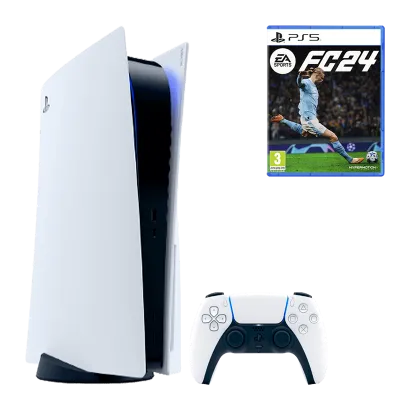 Набор Консоль Sony PlayStation 5 Blu-ray 825GB (9424390) White + Игра EA Sports FC 24 Русская Озвучка
