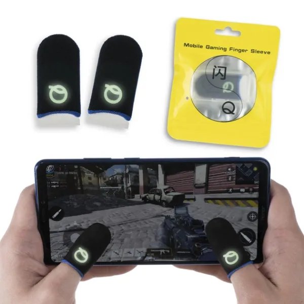 1 пара Игровые напальчники Flash Q карбон светящийся логотип для телефона PUBG Call Of Duty Standoff 2