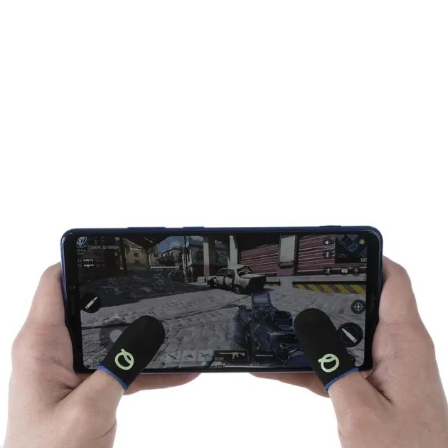 1 пара Игровые напальчники Flash Q карбон светящийся логотип для телефона PUBG Call Of Duty Standoff 2
