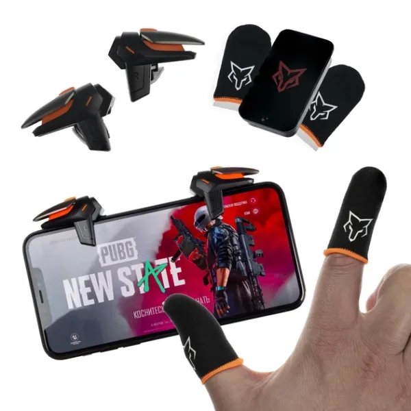 Геймерский комплект для игры на телефоне тригеры R15 напальчники Sarafox V1 + металлический бокс PUBG Standoff