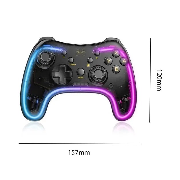 Прозрачный беспроводной геймпад с RGB подсветкой для Nintendo Switch / Lite / OLED / Android / PC / IOS /Black