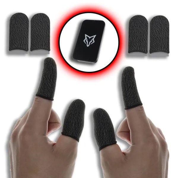 Игровые напальчники для сенсорного экрана телефона 2 пары черные + металлический бокс PUBG Mobile Call Of Duty 2 StandOFF