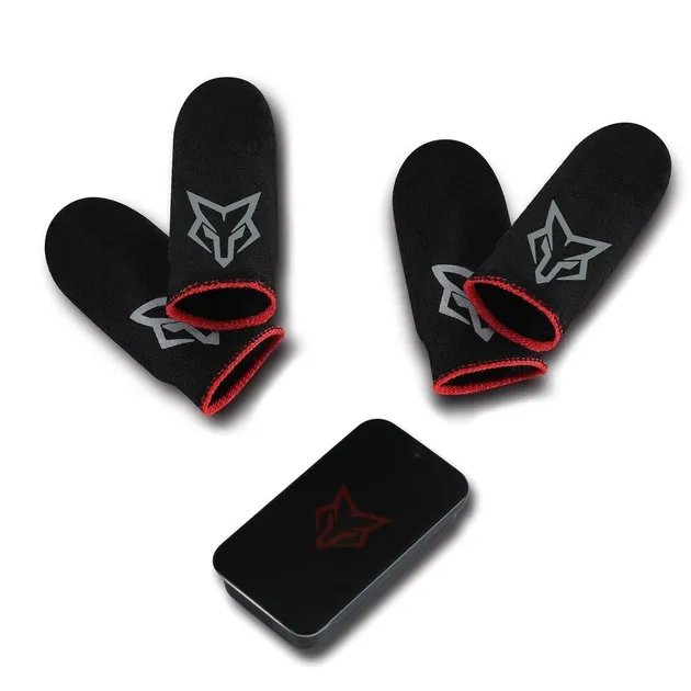 Игровые напальчники для сенсорного экрана телефона Sarafox Wasp Feelers v6 2 пары ( 4 шт) с красным манжетом + бокс PUBG Mobile Call Of Duty 2 StandOFF