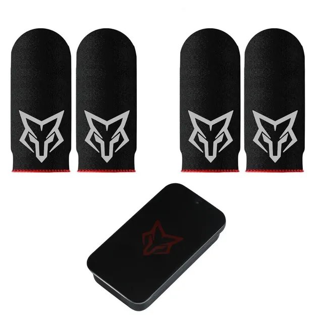 Игровые напальчники для сенсорного экрана телефона Sarafox Wasp Feelers v6 2 пары ( 4 шт) с красным манжетом + бокс PUBG Mobile Call Of Duty 2 StandOFF
