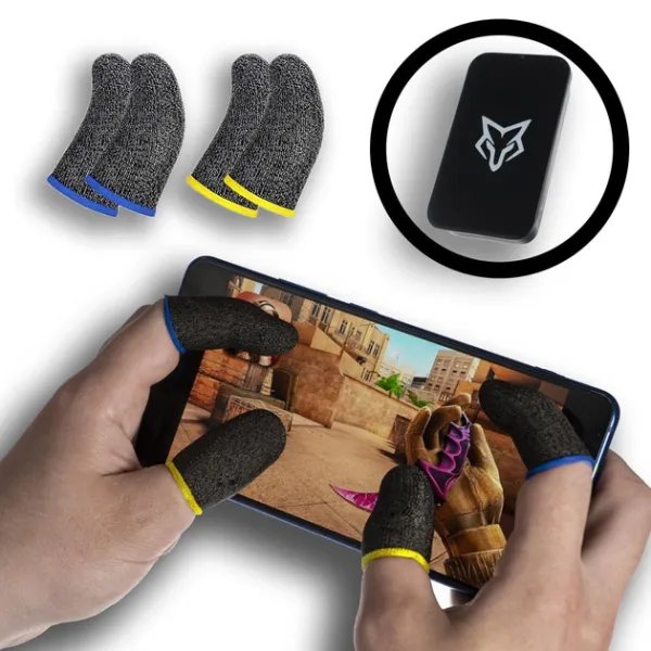 2 пары игровые напальчники для геймеров с нейлоном + бокс для телефона смартфона планшета pubg mobile standoff 2 пабг пубг