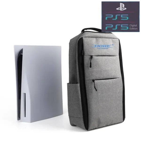 Дорожный рюкзак-сумка DOBE для переноски консоли Sony PlayStation 5 (PS5 / PS5 Digital Edition), Xbox Series S / X, два геймпада DualSense / Microsoft Wireless Controller