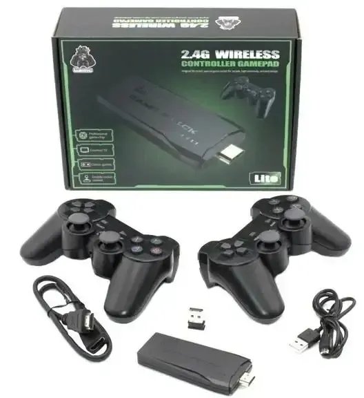 Игровая приставка M8 Data Frog Y3 Lite Game Stick 4K HDMI + 2 беспроводных геймпада (64 ГБ)