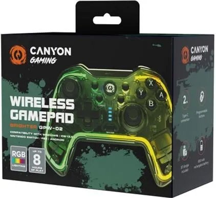 Беспроводной геймпад Canyon Brighter GPW-02 Wireless RGB 5in1 iOS/Nintendo Crystal (CND-GPW02)