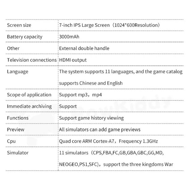 Портативная игровая консоль PowKiddy X2 HDMI 7-дюймов Чёрный (1013-003-00)